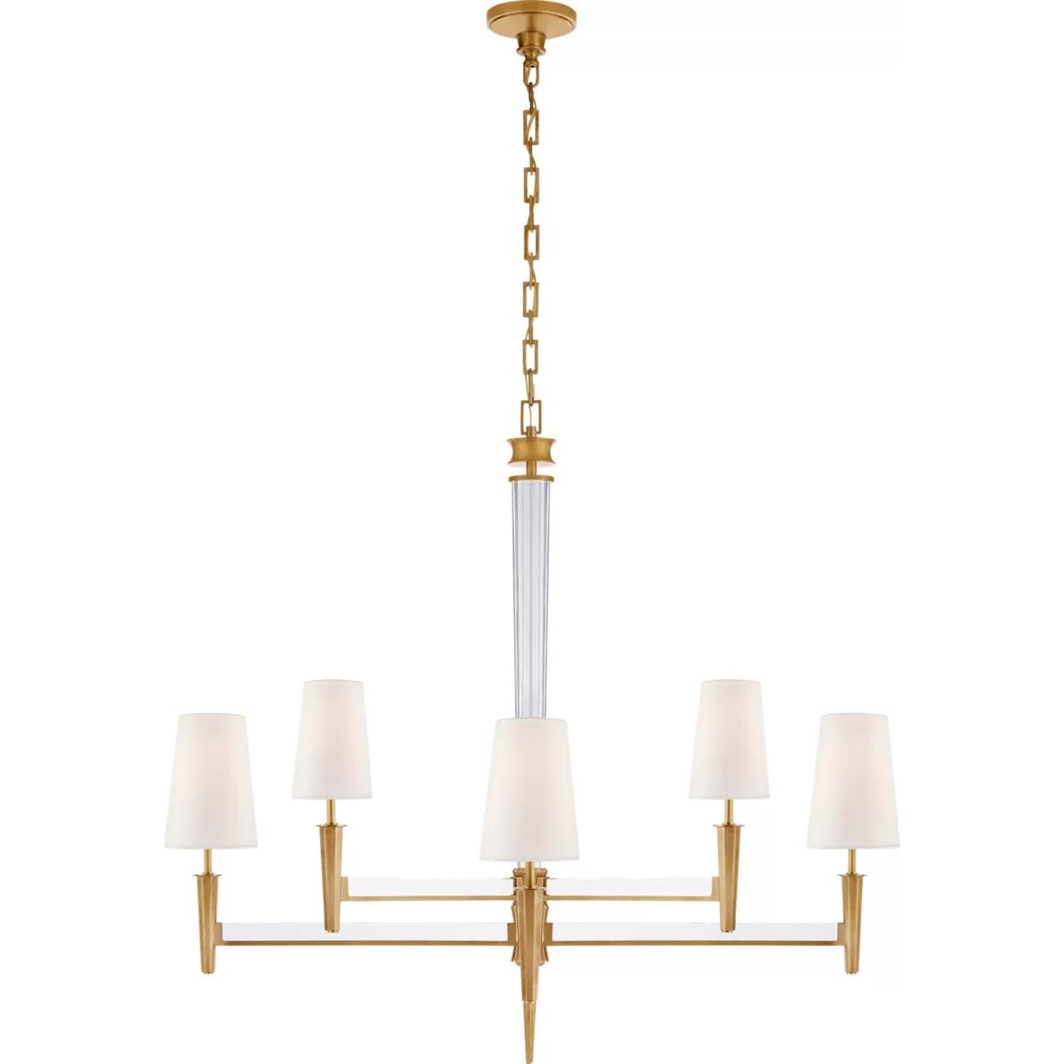 Visual Comfort Signature Collection TOB5943HAB-L Thomas O'Brien Lyra 8 Light 42.5 inch Hand-Rubbed Antique Brass and Crystal Two Tier Chandelier Ceili