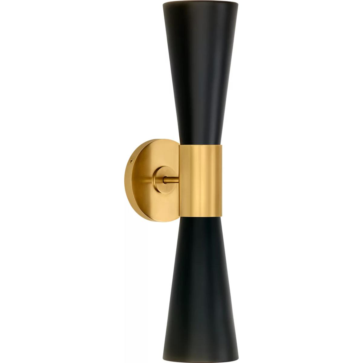 Visual Comfort Signature Collection ARN2009HAB/BLK AERIN Clarkson 2 Light 4.5 inch Hand-Rubbed Antique Brass Narrow Sconce Wall Light in Black, Hand-R