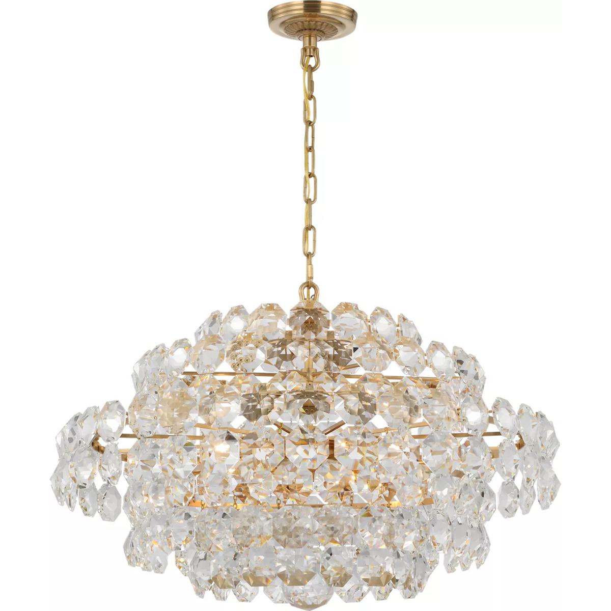 Visual Comfort Signature Collection ARN5105HAB-CG AERIN Sanger 12 Light 29 inch Hand-Rubbed Antique Brass Chandelier Ceiling Light, Small
