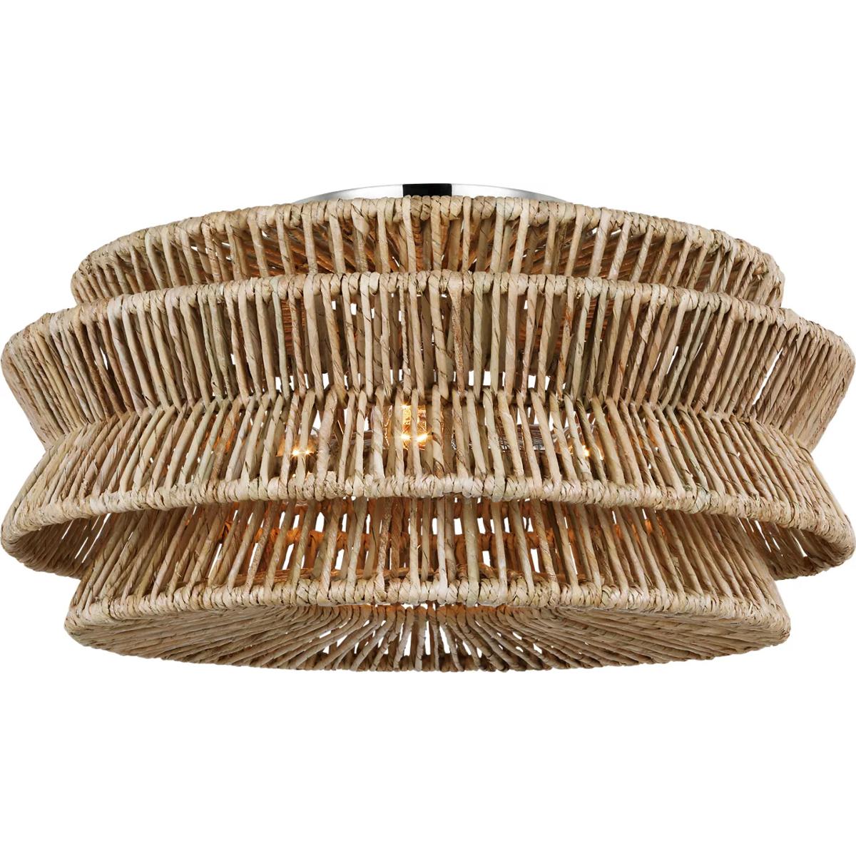 Visual Comfort Signature Collection CHC4016PN/NAB Chapman & Myers Antigua LED 23.25 inch Polished Nickel and Natural Abaca Semi-Flush Mount Ceiling Li