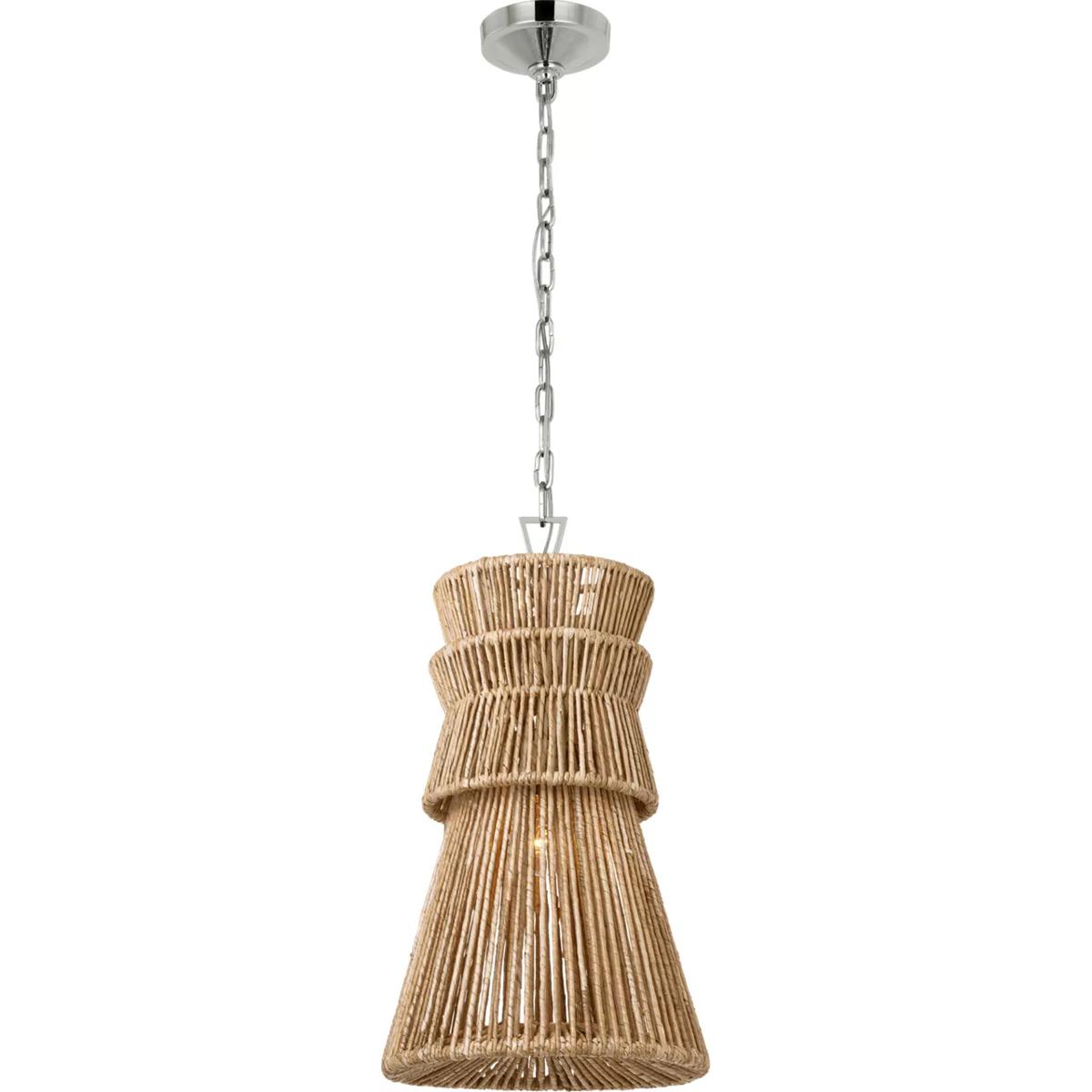 Visual Comfort Signature Collection CHC5021PN/NAB Chapman & Myers Antigua LED 13 inch Polished Nickel and Natural Abaca Pendant Ceiling Light