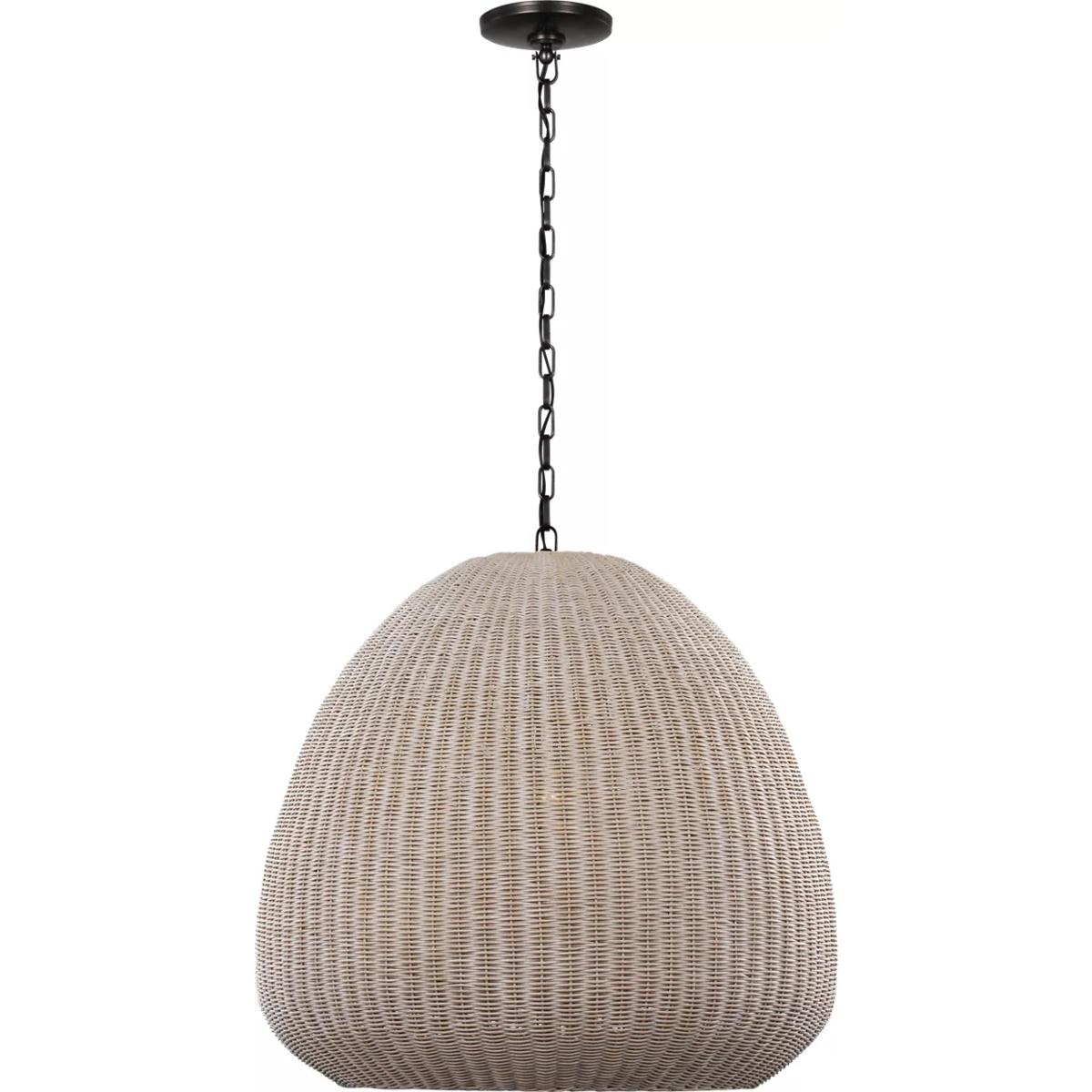 Visual Comfort Signature Collection CHC5650BZ-ASW Chapman & Myers Kokomo LED 30 inch Bronze Domed Pendant Ceiling Light in Ash Wicker