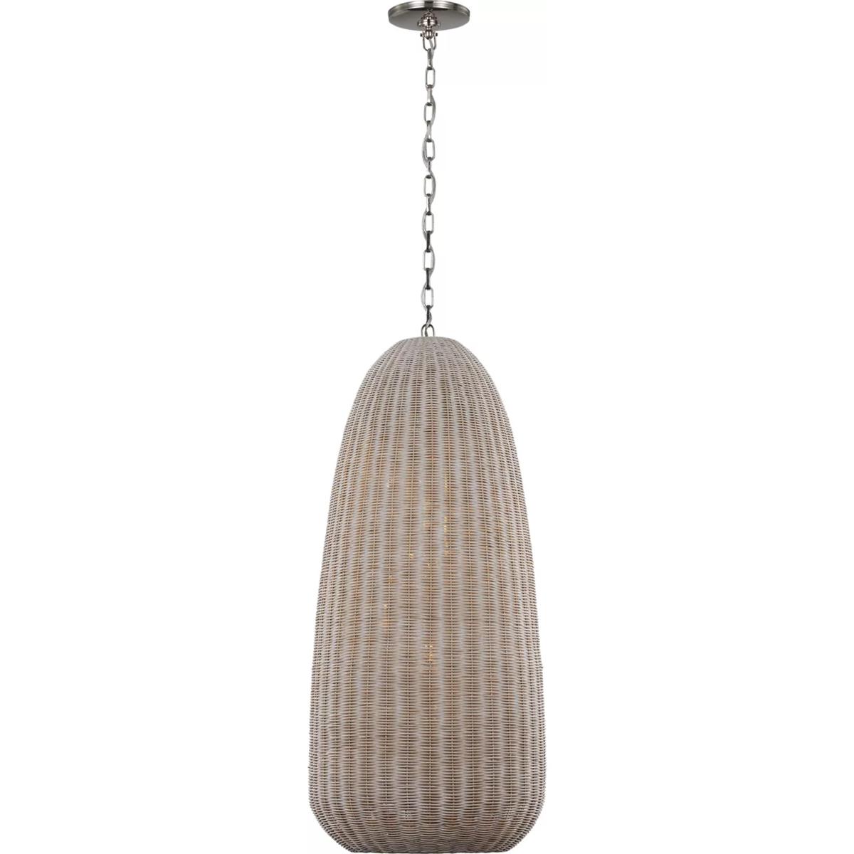 Visual Comfort Signature Collection CHC5656PN-ASW Chapman & Myers Kokomo LED 20 inch Polished Nickel Elongated Pendant Ceiling Light in Ash Wicker