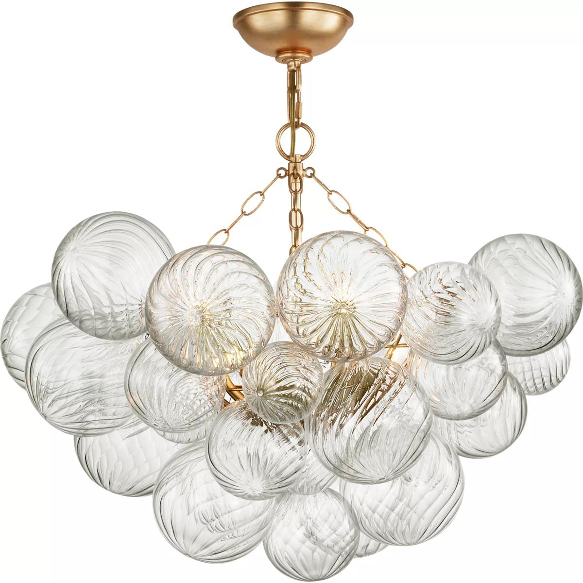 Visual Comfort Signature Collection JN4111G/CG Julie Neill Talia LED 29.25 inch Gild and Clear Swirled Glass Semi-Flush Mount Ceiling Light