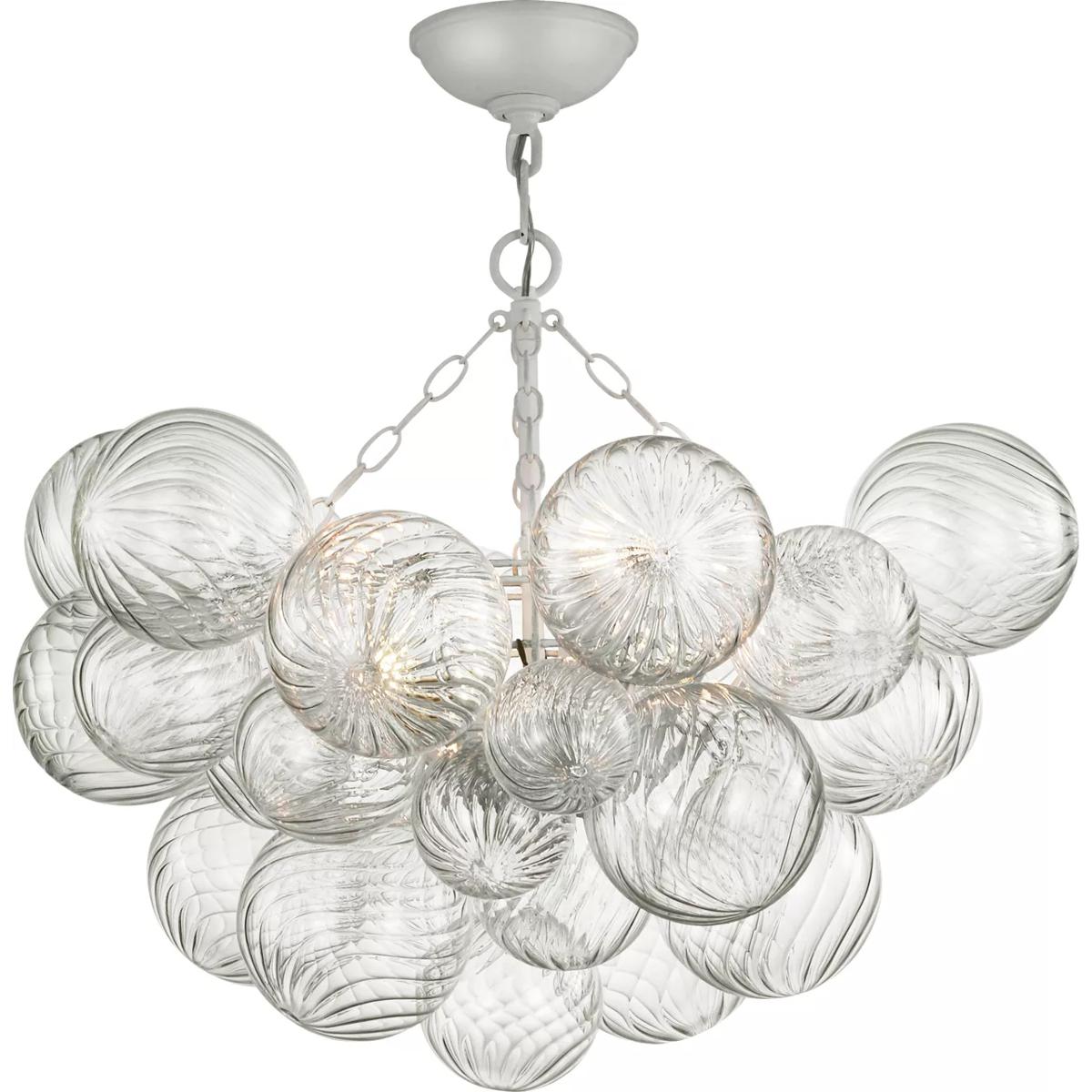 Visual Comfort Signature Collection JN4111PW/CG Julie Neill Talia LED 29.25 inch Plaster White and Clear Swirled Glass Semi-Flush Mount Ceiling Light