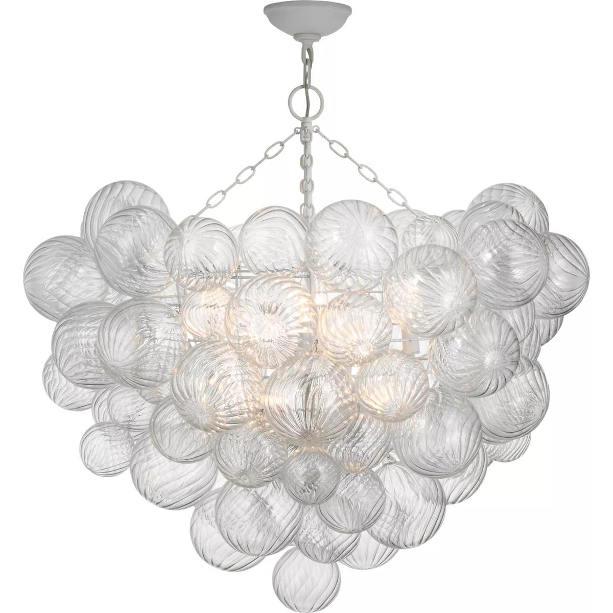 Visual Comfort Signature Collection JN4116PW/CG Julie Neill Talia LED 37.75 inch Plaster White and Clear Swirled Glass Semi-Flush Mount Ceiling Light