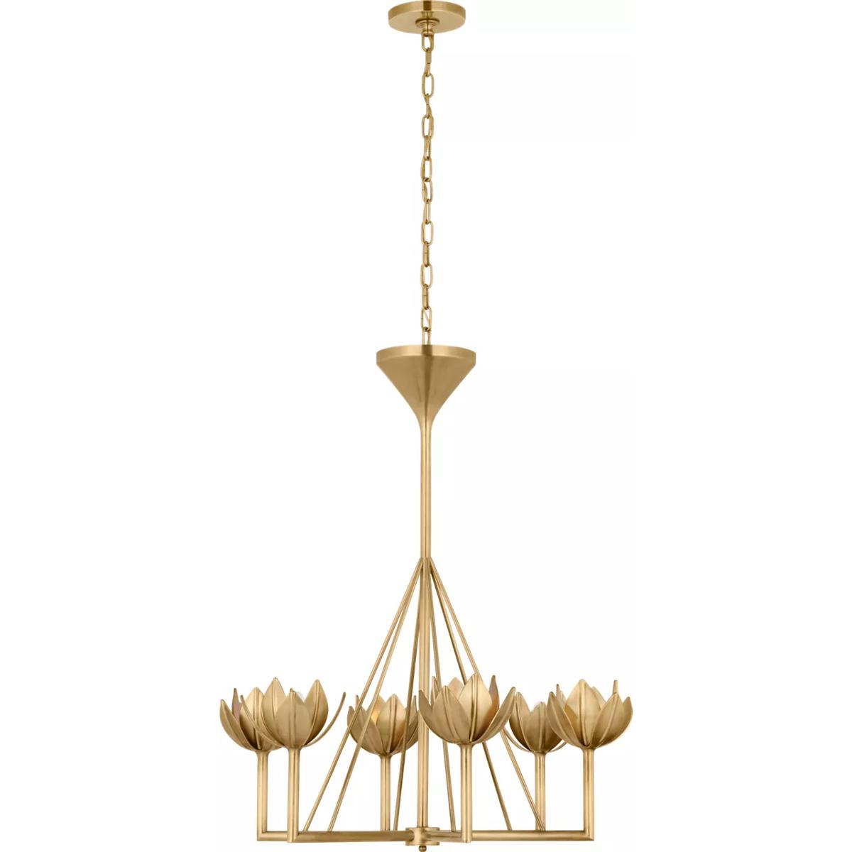 Visual Comfort Signature Collection JN5003AB Julie Neill Alberto 6 Light 30 inch Antique-Burnished Brass Single Tier Chandelier Ceiling Light, Small