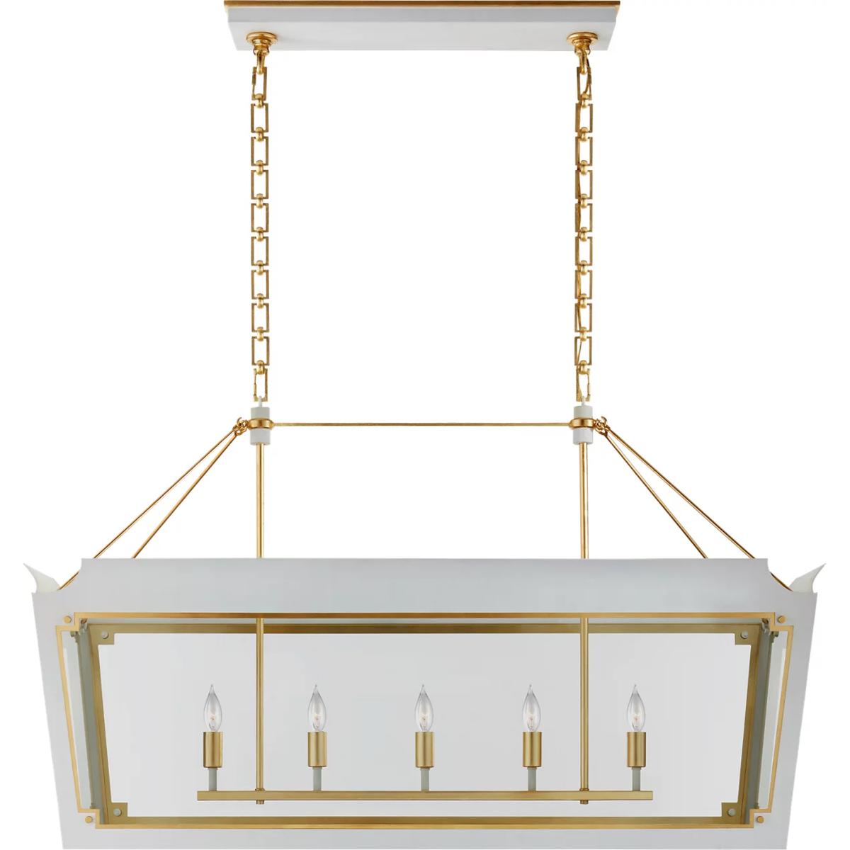 Visual Comfort Signature Collection JN5023SW/G-CG Julie Neill Caddo 5 Light 18.5 inch Soft White and Gild Lantern Pendant Ceiling Light, Medium