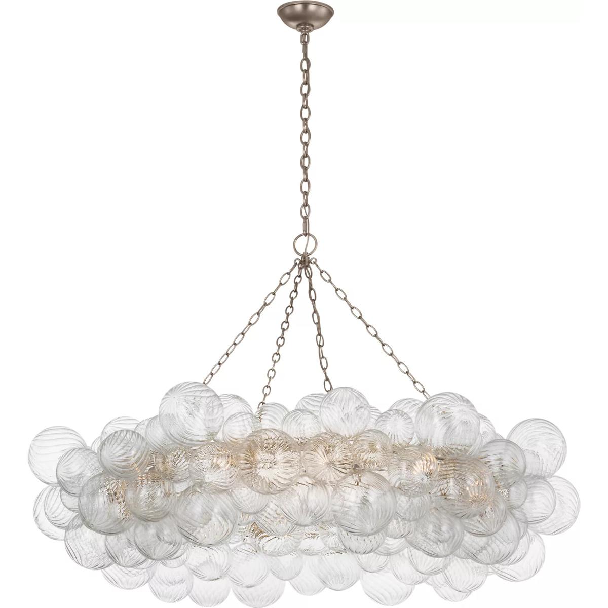 Visual Comfort Signature Collection JN5108BSL/CG Julie Neill Talia LED 53.5 inch Burnished Silver Leaf and Clear Swirled Glass Ring Chandelier Ceiling