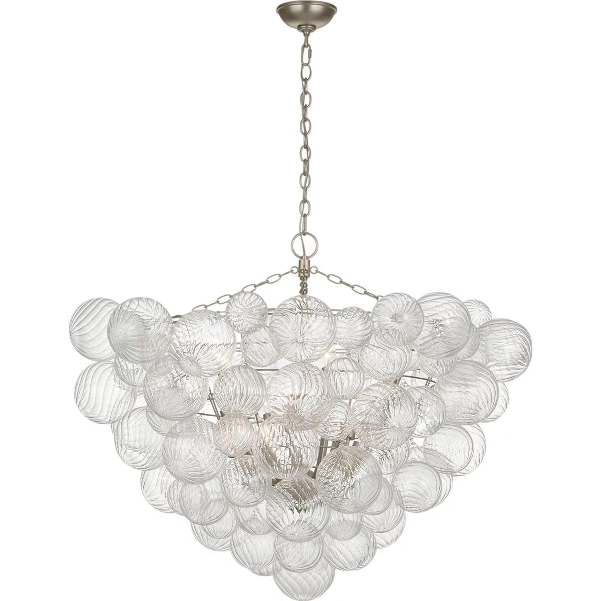 Visual Comfort Signature Collection JN5122BSL/CG Julie Neill Talia LED 45.5 inch Burnished Silver Leaf and Clear Swirled Glass Chandelier Ceiling Ligh