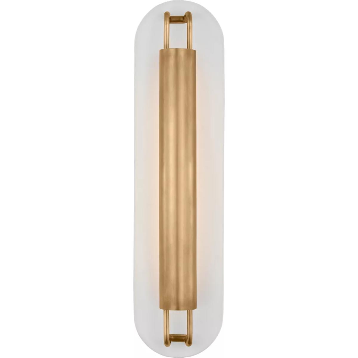 Visual Comfort Signature Collection KW2506AB/WHT Kelly Wearstler Teline LED 6 inch Antique-Burnished Brass and Matte White Oval Sconce Wall Light