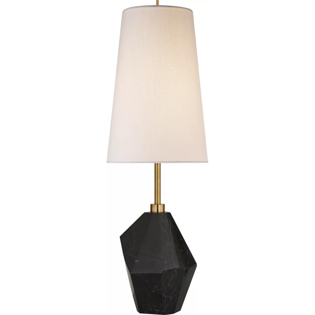 Visual Comfort Signature Collection KW3012BM-L Kelly Wearstler Halcyon 25 inch 75 watt Black Cremo Marble Accent Table Lamp Portable Light in Linen