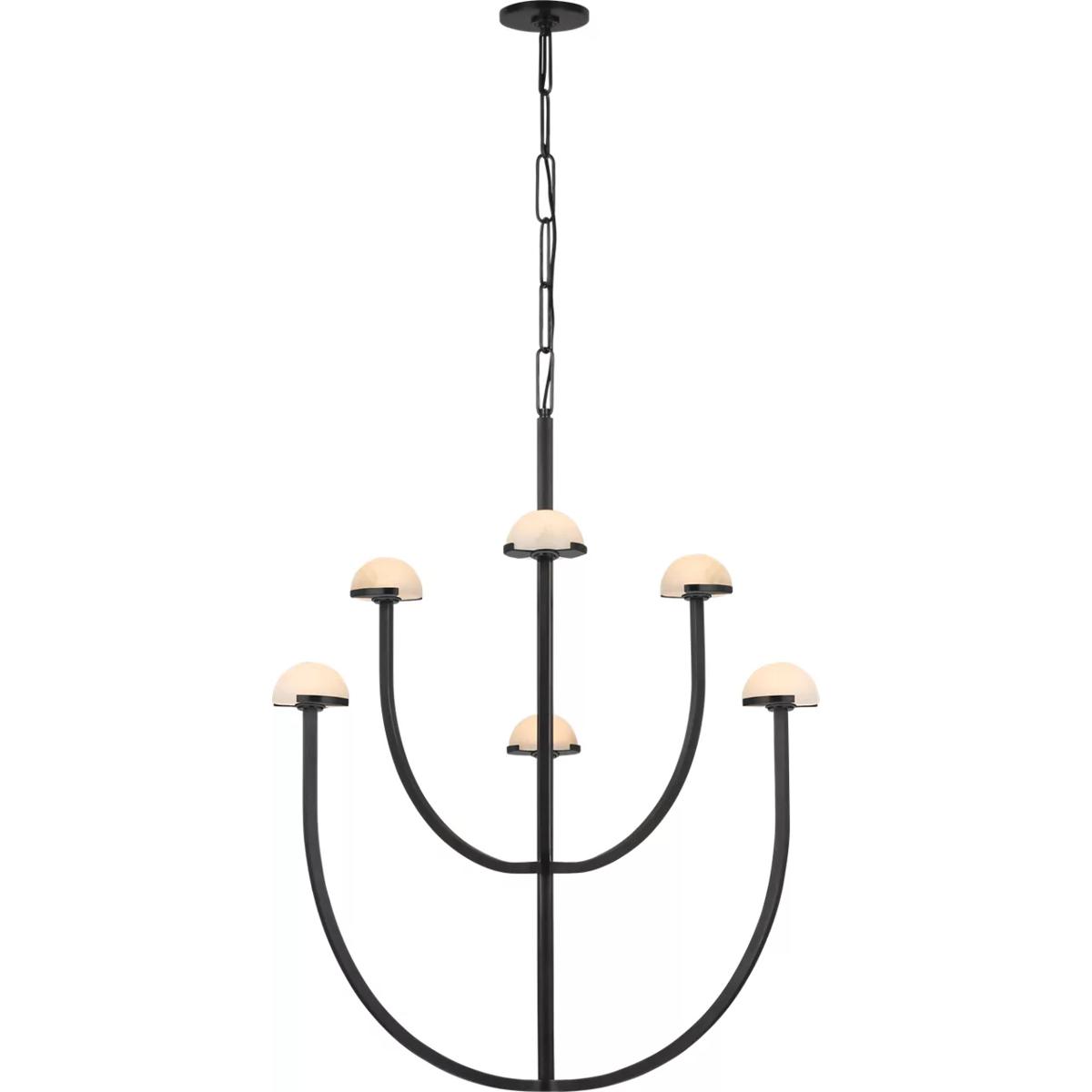 Visual Comfort Signature Collection KW5621BZ-ALB Kelly Wearstler Pedra LED 28.25 inch Bronze Two-Tier Chandelier Ceiling Light, Large