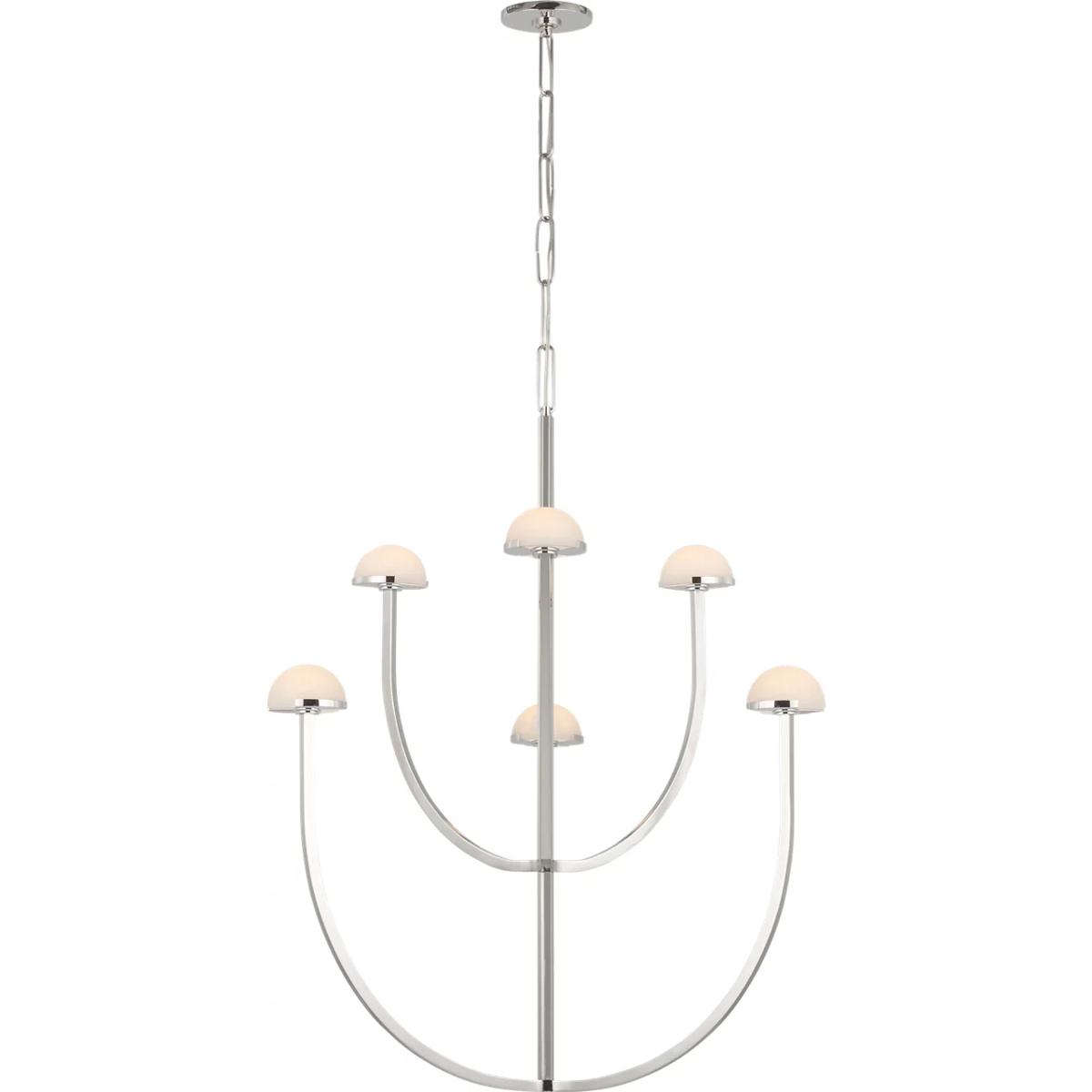 Visual Comfort Signature Collection KW5621PN-ALB Kelly Wearstler Pedra LED 28.25 inch Polished Nickel Two-Tier Chandelier Ceiling Light, Large