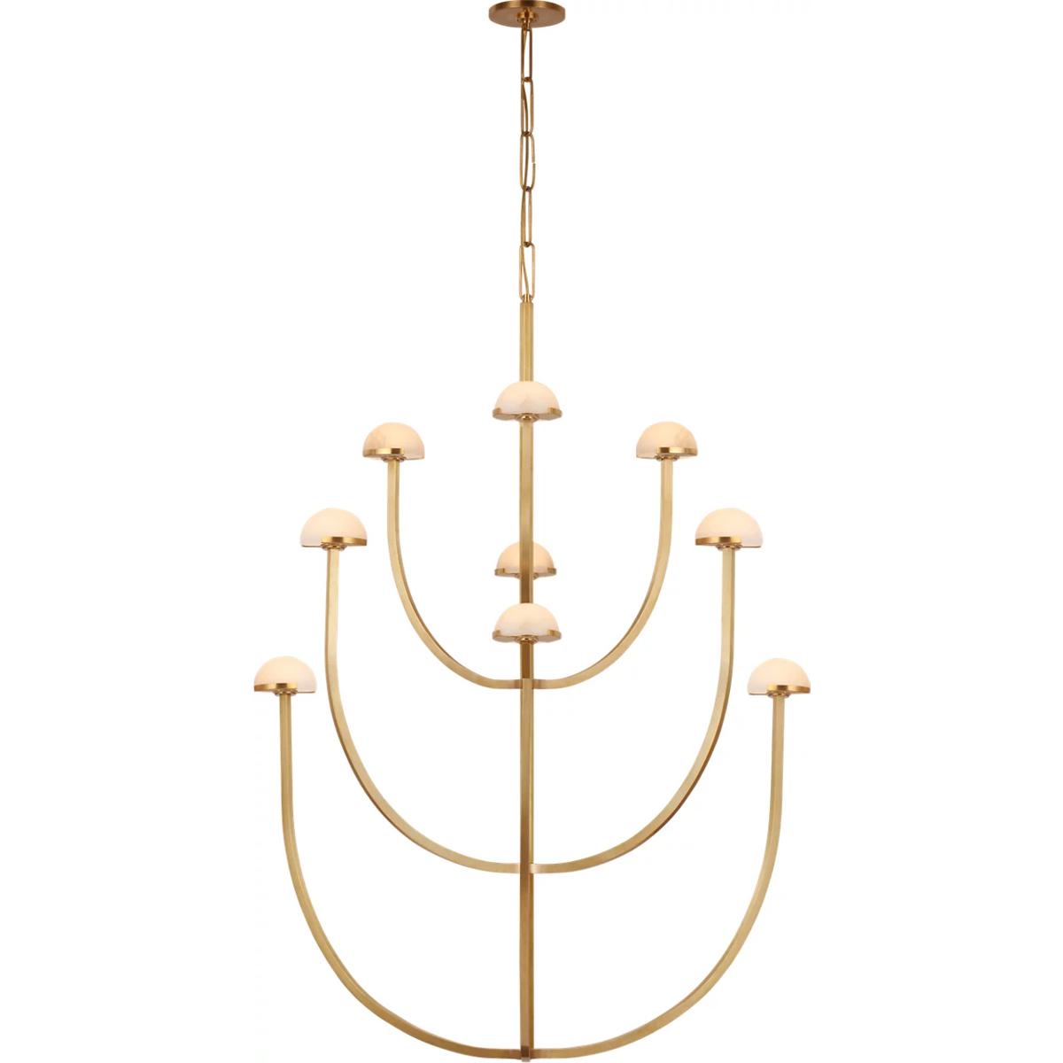 Visual Comfort Signature Collection KW5622AB-ALB Kelly Wearstler Pedra LED 35.25 inch Antique-Burnished Brass Three-Tier Chandelier Ceiling Light, Lar