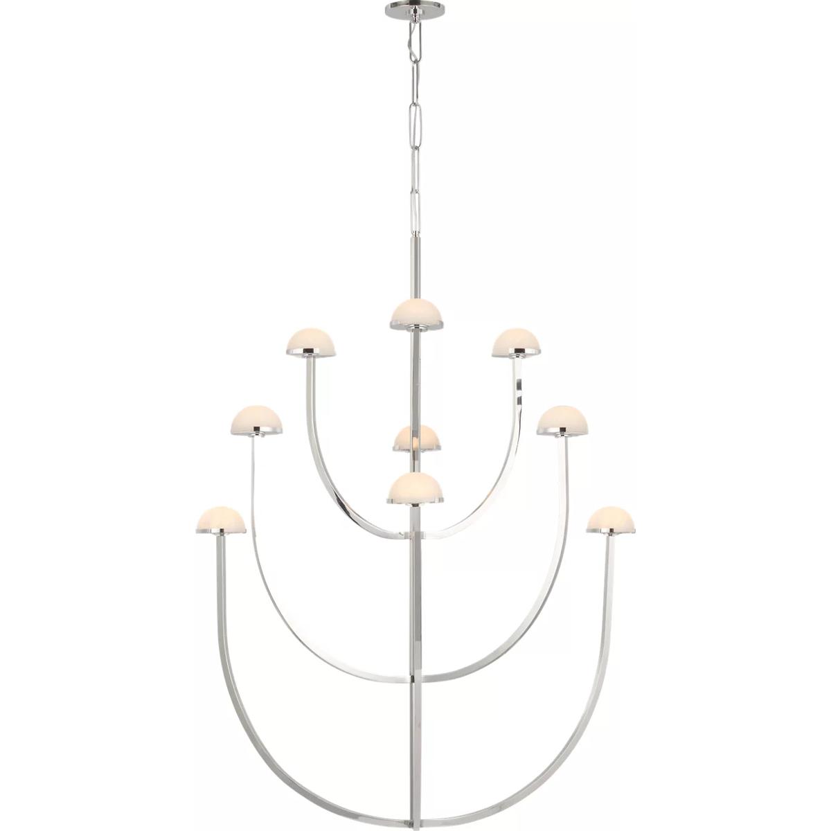 Visual Comfort Signature Collection KW5622PN-ALB Kelly Wearstler Pedra LED 35.25 inch Polished Nickel Three-Tier Chandelier Ceiling Light, Large