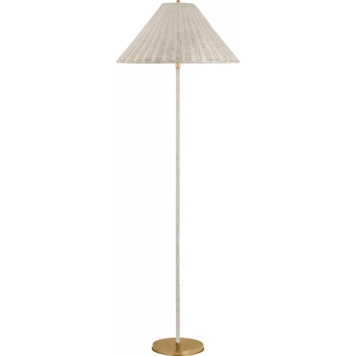 Visual Comfort Signature Collection MF1200SB-WW Marie Flanigan Wimberley 60 inch 15 watt Soft Brass Wrapped Floor Lamp Portable Light in White Wicker,