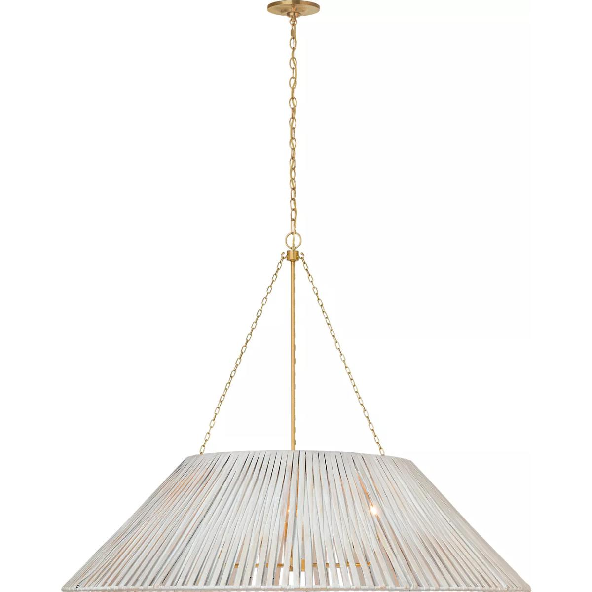 Visual Comfort Signature Collection MF5037SB-WW Marie Flanigan CORINNE LED 44.5 inch Soft Brass Wrapped Hanging Shade Ceiling Light in White Wicker
