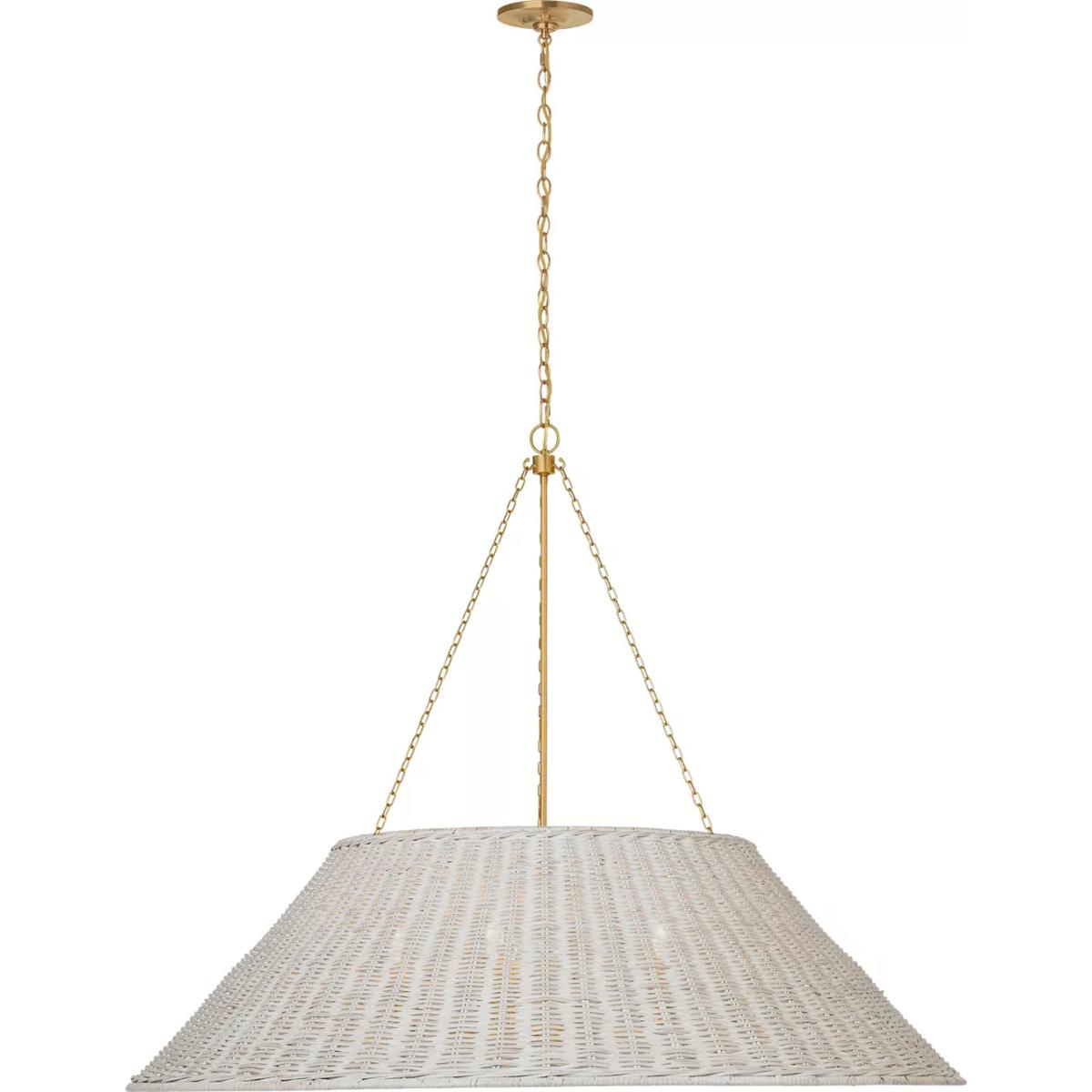 Visual Comfort Signature Collection MF5038SB-WW Marie Flanigan Corinne LED 44 inch Soft Brass Woven Hanging Shade Ceiling Light in White Wicker