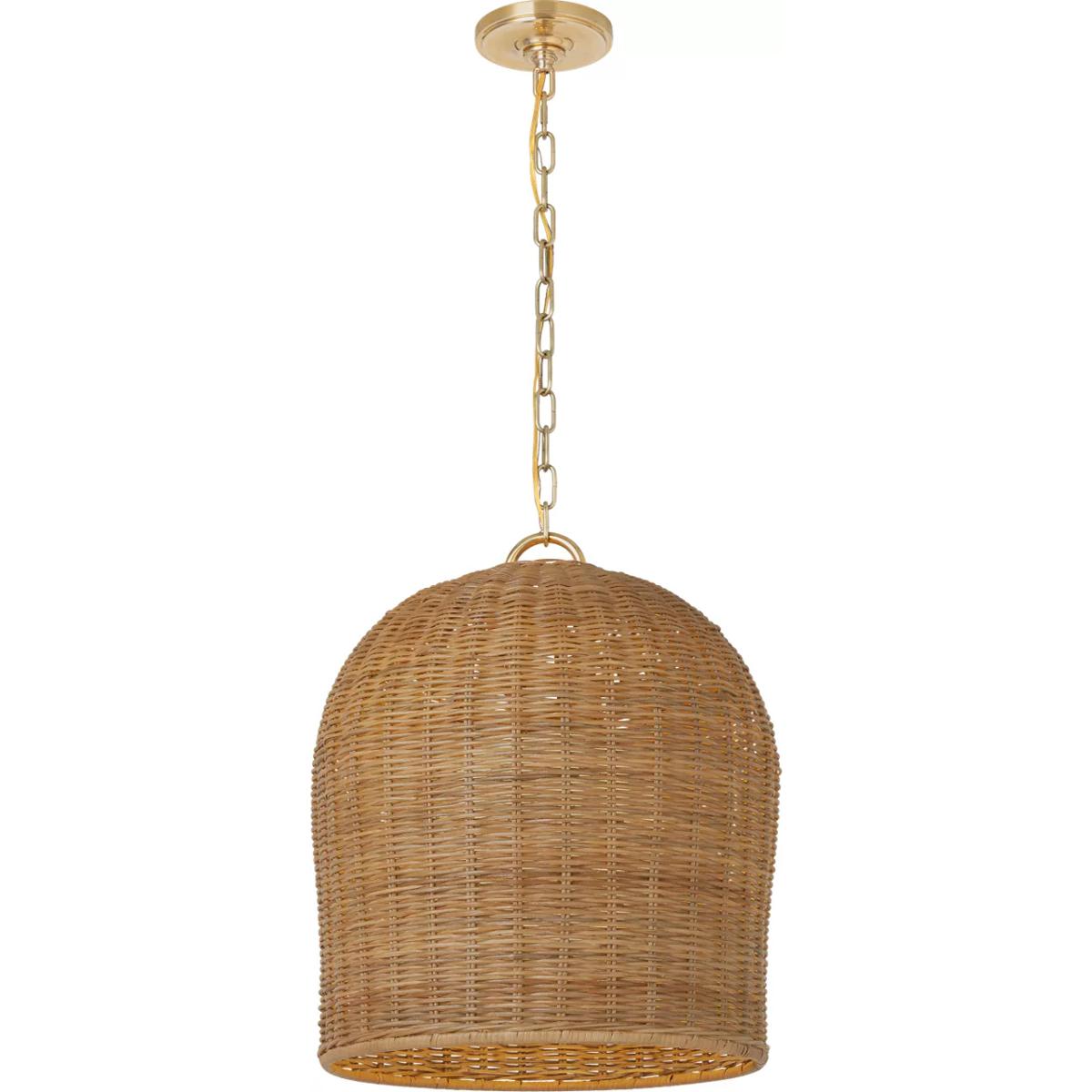 Visual Comfort Signature Collection MF5043SB-NTW Marie Flanigan Nancy LED 18.75 inch Soft Brass Woven Hanging Shade Ceiling Light in Natural Wicker