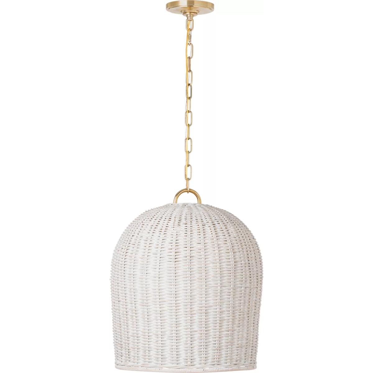 Visual Comfort Signature Collection MF5043SB-WW Marie Flanigan Nancy LED 18.75 inch Soft Brass Woven Hanging Shade Ceiling Light in White Wicker