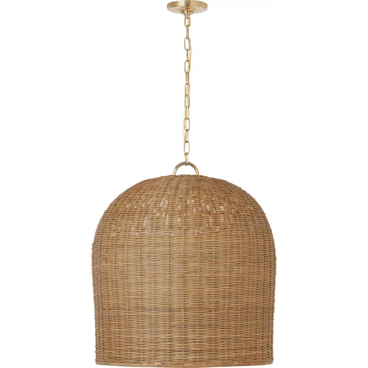 Visual Comfort Signature Collection MF5047SB-NTW Marie Flanigan Nancy LED 25.25 inch Soft Brass Woven Hanging Shade Ceiling Light in Natural Wicker