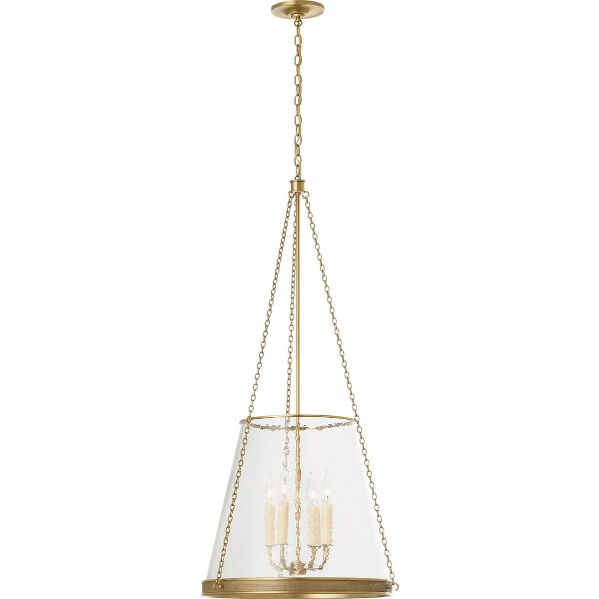 Visual Comfort Signature Collection S5182SB-CG Marie Flanigan Reese LED 18 inch Soft Brass Pendant Ceiling Light in Clear Glass