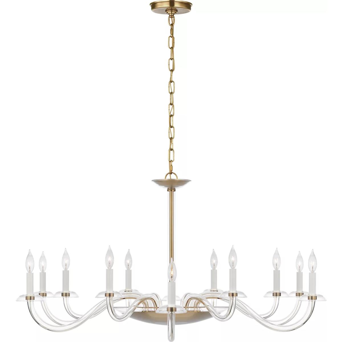 Visual Comfort Signature Collection PCD5021CG/HAB Paloma Contreras Brigitte LED 50 inch Clear Glass and Hand-Rubbed Antique Brass Chandelier Ceiling L