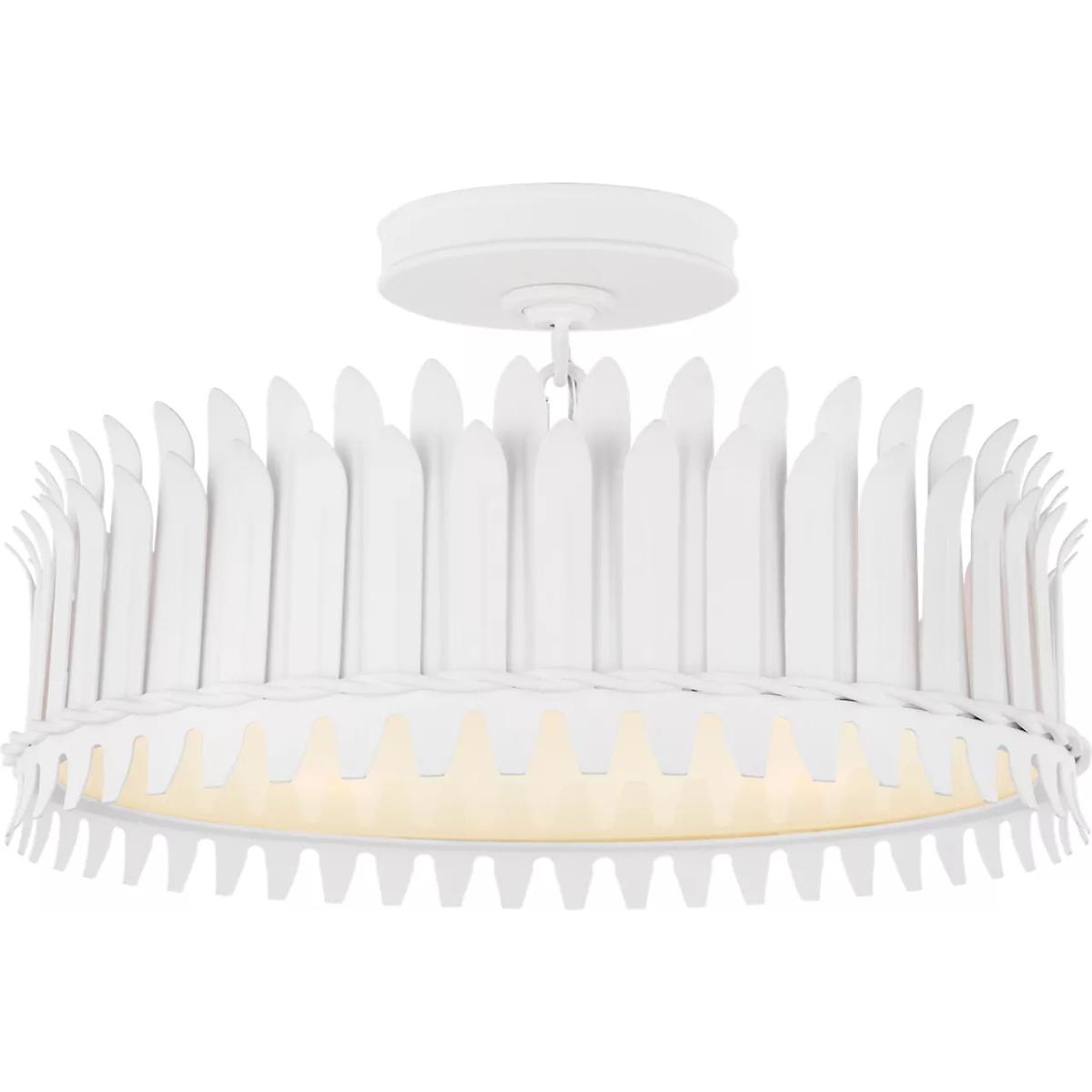 Visual Comfort Signature Collection Suzanne Kasler Leslie 16 Inch 4 Light LED Semi Flush Mount Leslie - SK 4206PW - Modern Contemporary