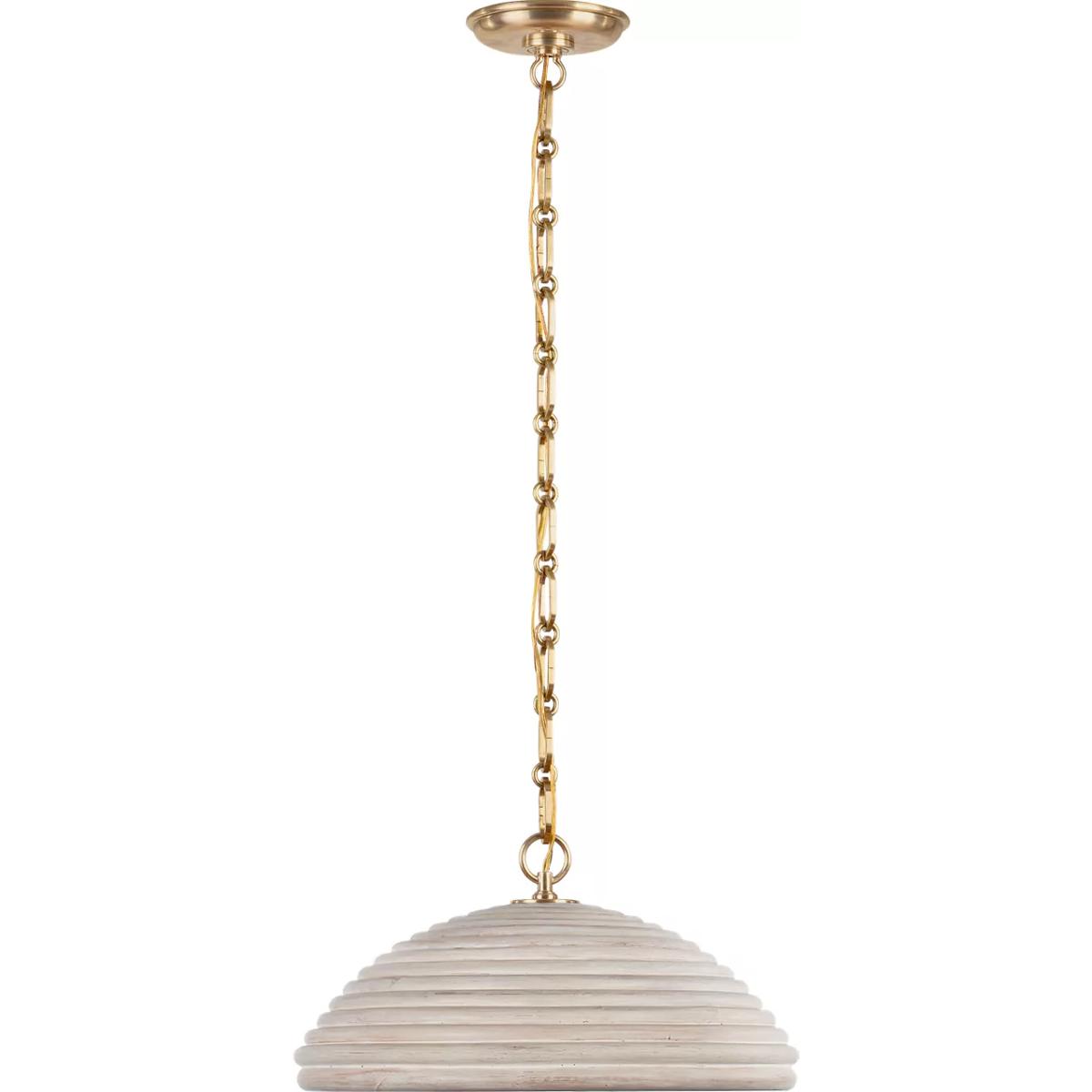 Visual Comfort Signature Collection SK5383HAB-ART Suzanne Kasler Emerson LED 15.75 inch Hand-Rubbed Antique Brass Pendant Ceiling Light in Ash Rattan