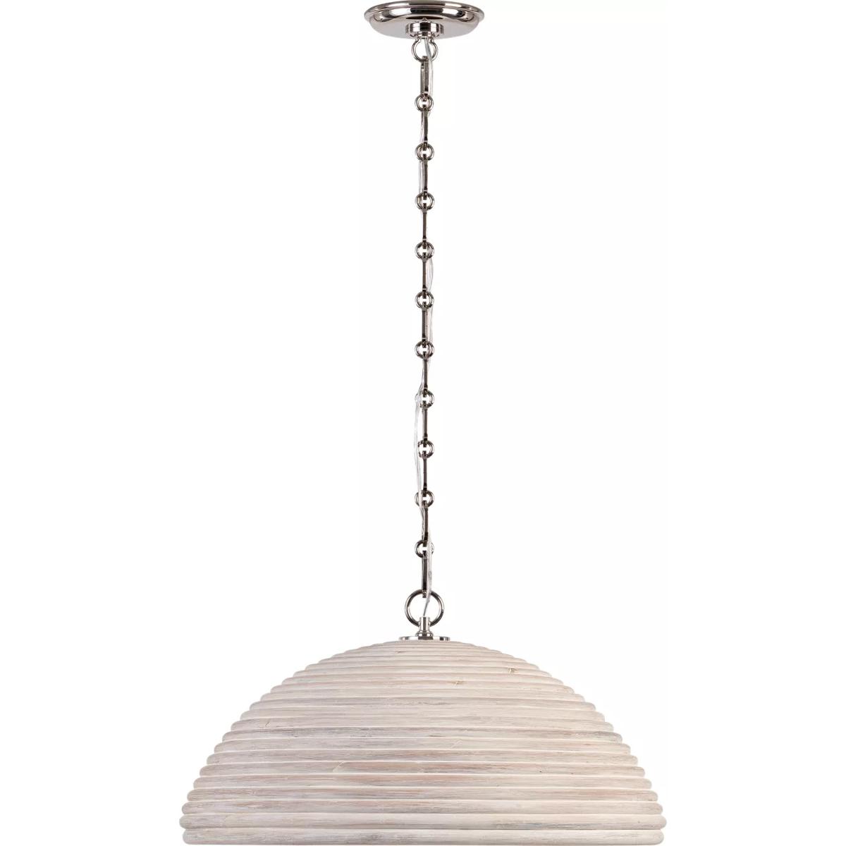Visual Comfort Signature Collection SK5384PN-ART Suzanne Kasler Emerson LED 22.75 inch Polished Nickel Pendant Ceiling Light in Ash Rattan