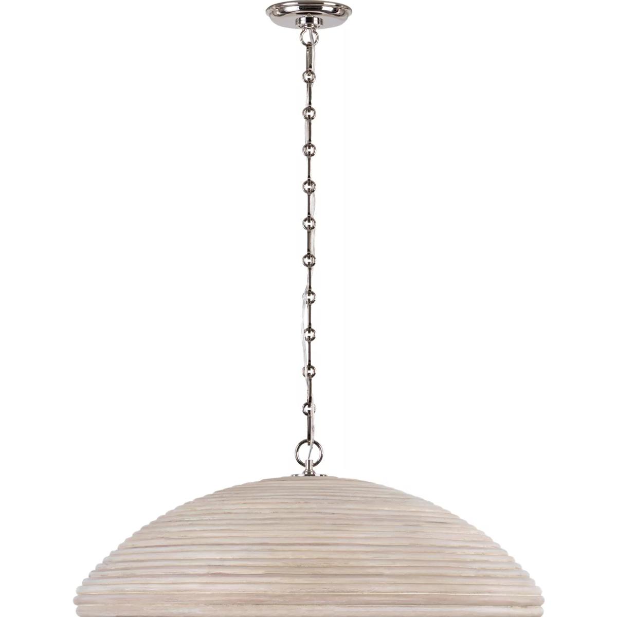 Visual Comfort Signature Collection SK5385PN-ART Suzanne Kasler Emerson LED 29.25 inch Polished Nickel Pendant Ceiling Light in Ash Rattan