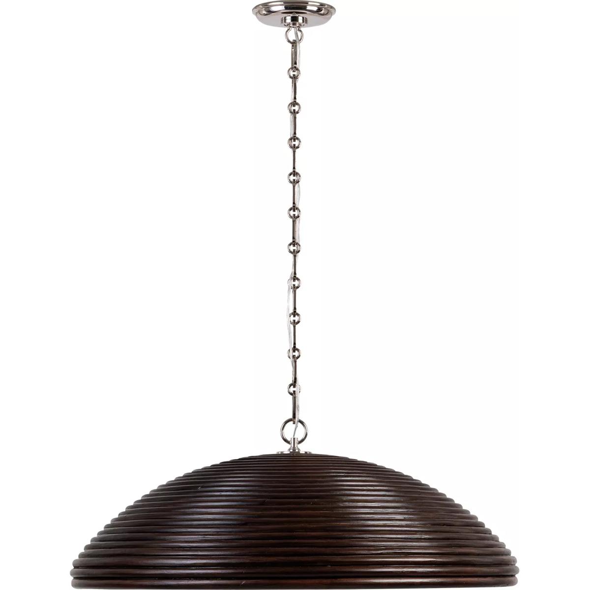 Visual Comfort Signature Collection SK5385PN-ERT Suzanne Kasler Emerson LED 29.25 inch Polished Nickel Pendant Ceiling Light in Espresso Rattan