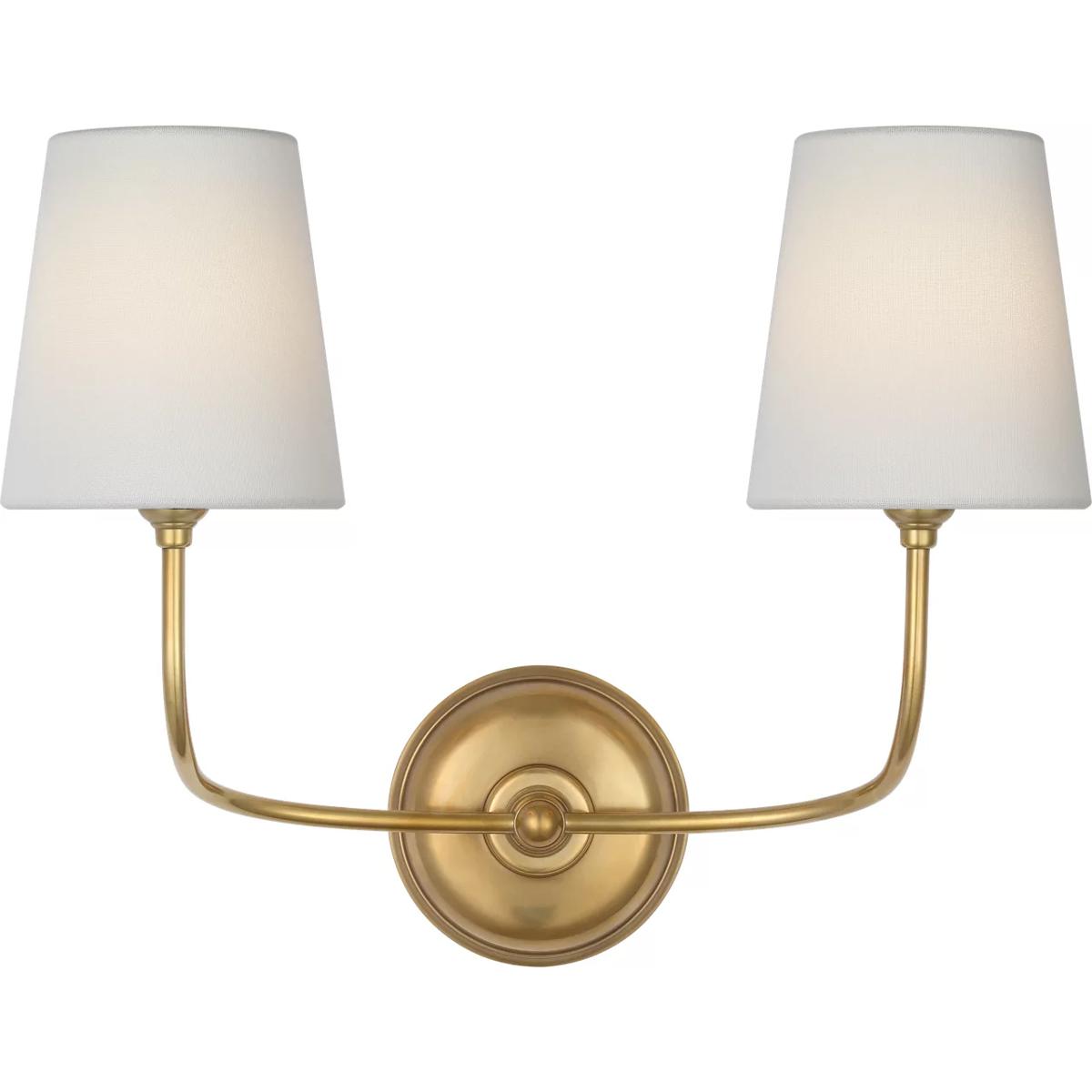 Visual Comfort Signature Collection TOB2088HAB-L-CL Thomas O'Brien Vendome LED 18.75 inch Hand-Rubbed Antique Brass Cordless Double Sconce Wall Light