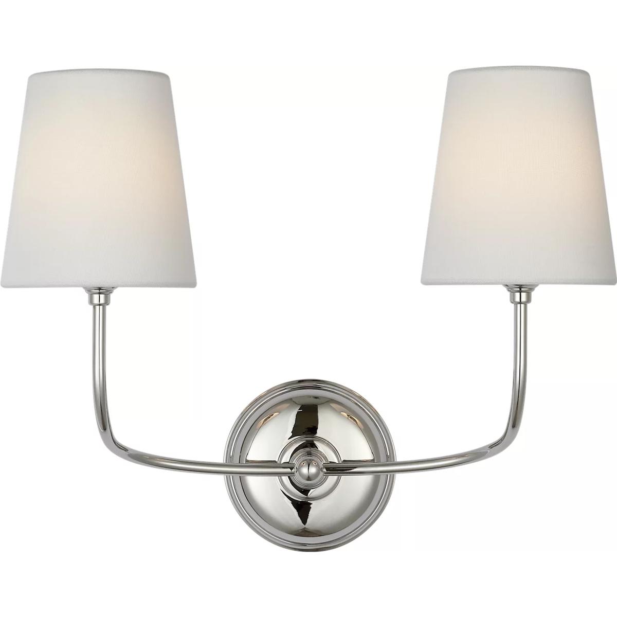 Visual Comfort Signature Collection TOB2088PN-L-CL Thomas O'Brien Vendome LED 18.75 inch Polished Nickel Cordless Double Sconce Wall Light