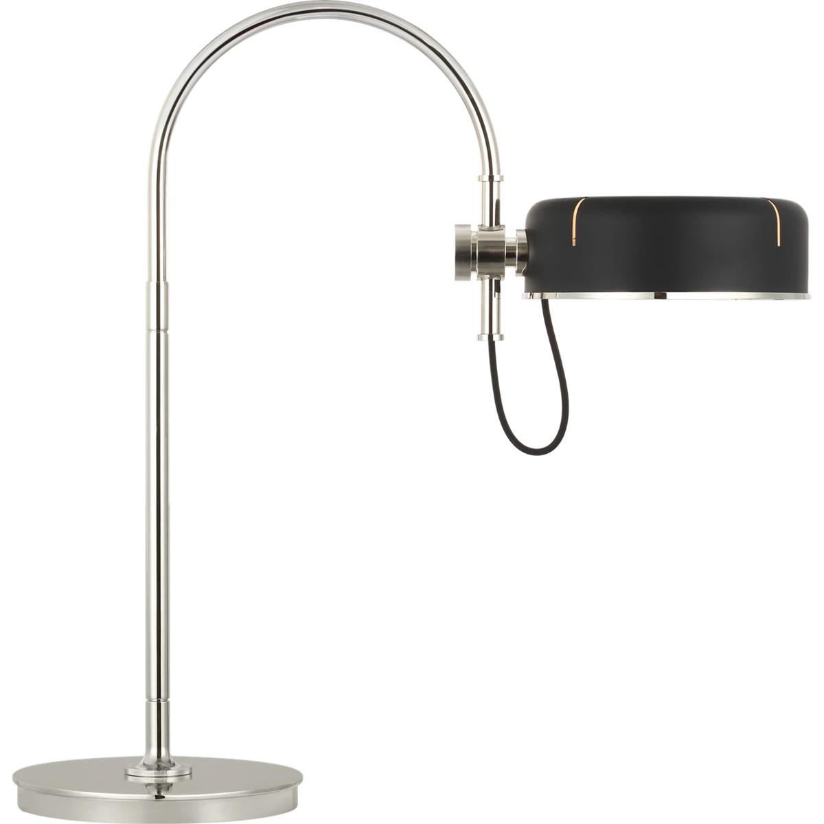Visual Comfort Signature Collection TOB3130PN-BLK Thomas O'Brien Oso 25.25 inch 6 watt Polished Nickel Arc Table Lamp Portable Light in Matte Black
