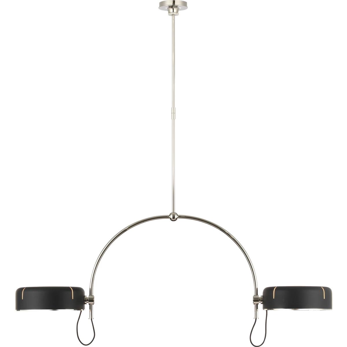 Visual Comfort Signature Collection TOB5130PN-BLK Thomas O'Brien Oso LED 54 inch Polished Nickel Linear Arched Pendant Ceiling Light in Matte Black