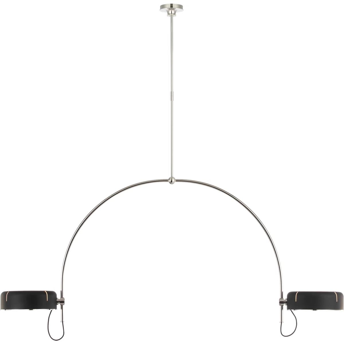 Visual Comfort Signature Collection TOB5132PN-BLK Thomas O'Brien Oso LED 72.25 inch Polished Nickel Linear Arched Pendant Ceiling Light in Matte Black