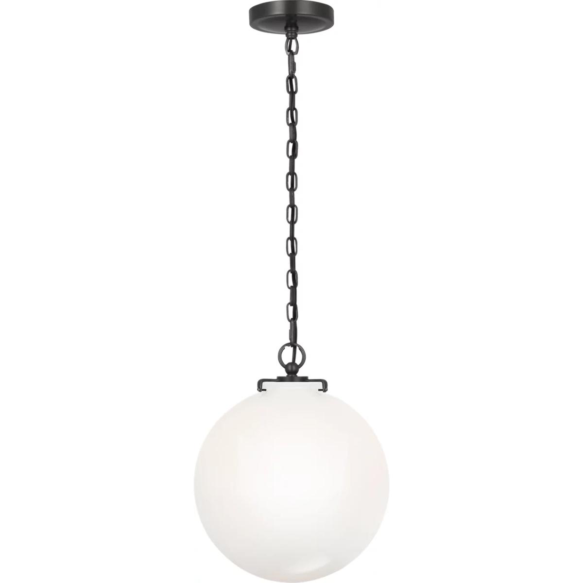 Visual Comfort Signature Collection TOB5226BZ/G4-WG Thomas O'Brien Katie4 1 Light 12 inch Bronze Globe Pendant Ceiling Light in White Glass