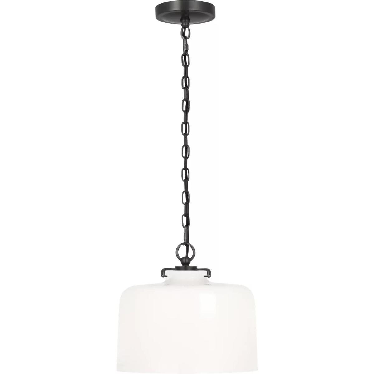 Visual Comfort Signature Collection TOB5226BZ/G5-WG Thomas O'Brien Katie5 1 Light 12 inch Bronze Dome Pendant Ceiling Light in White Glass