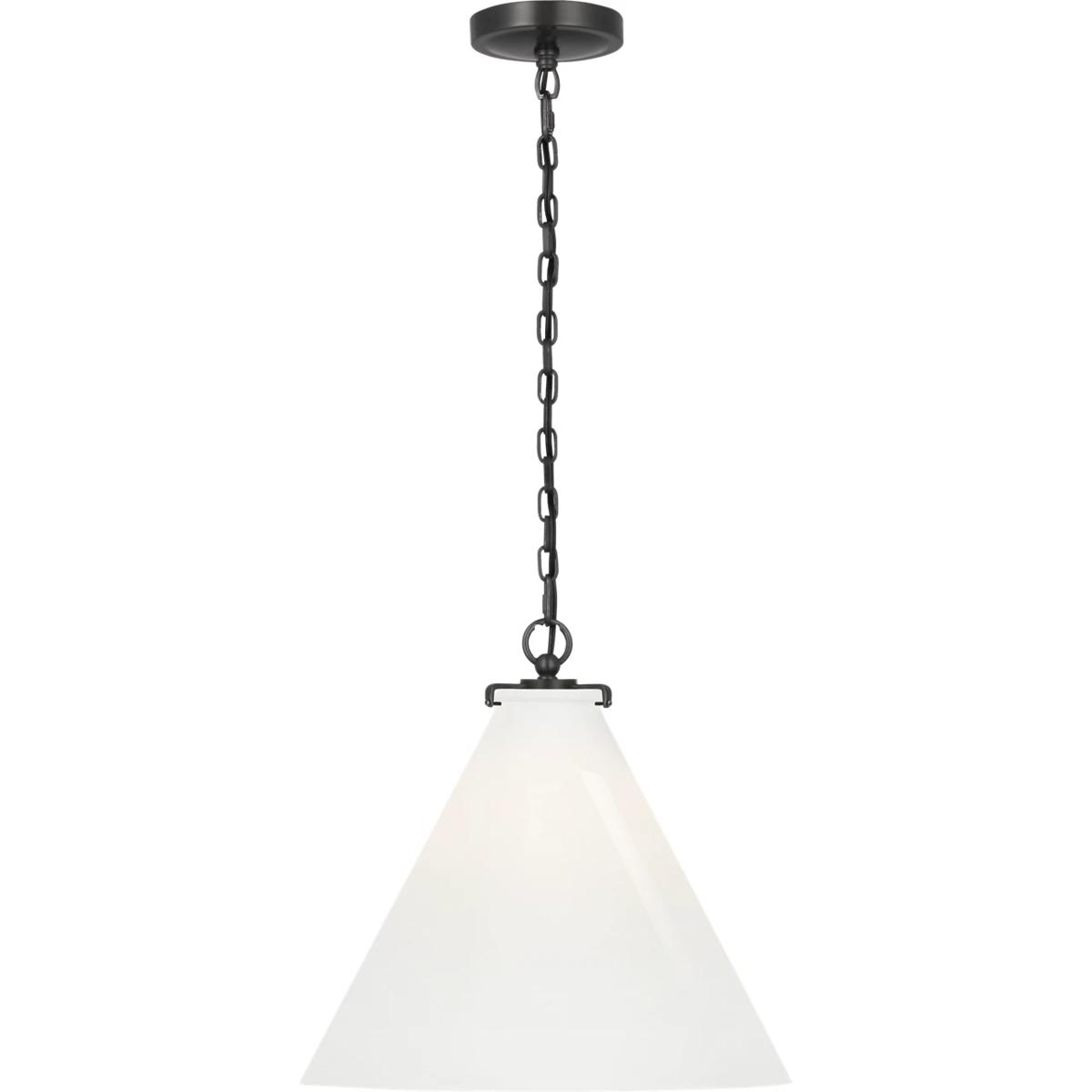 Visual Comfort Signature Collection TOB5226BZ/G6-WG Thomas O'Brien Katie6 1 Light 15.75 inch Bronze Conical Pendant Ceiling Light in White Glass