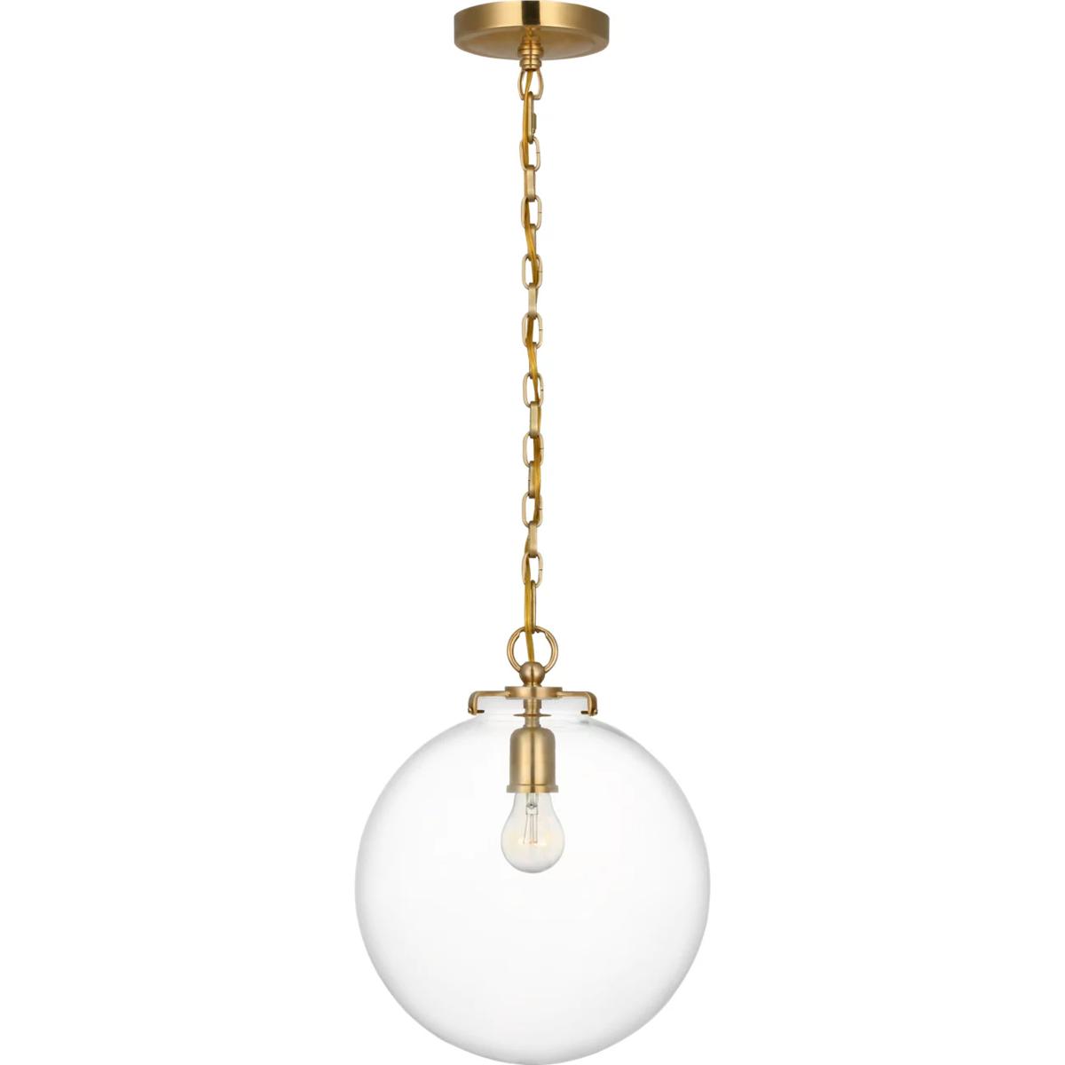 Visual Comfort Signature Collection TOB5226HAB/G4-CG Thomas O'Brien Katie4 1 Light 12 inch Hand-Rubbed Antique Brass Globe Pendant Ceiling Light in Cl