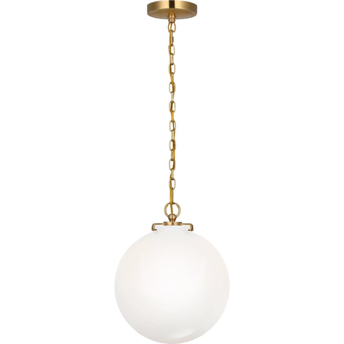 Visual Comfort Signature Collection TOB5226HAB/G4-WG Thomas O'Brien Katie4 1 Light 12 inch Hand-Rubbed Antique Brass Globe Pendant Ceiling Light in Wh