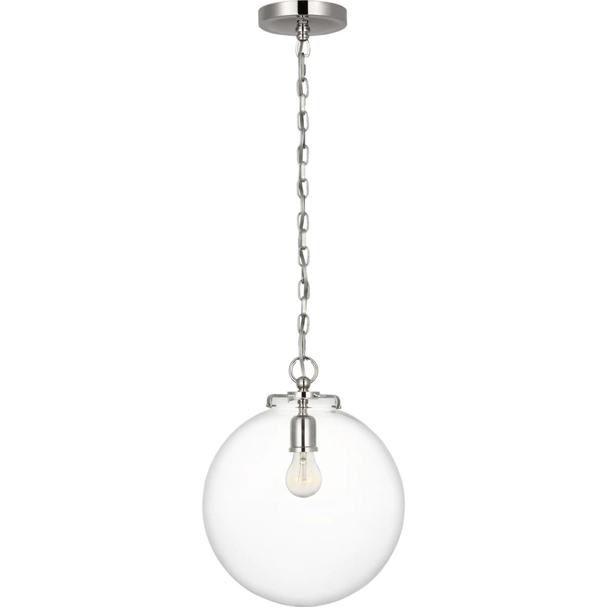 Visual Comfort Signature Collection TOB5226PN/G4-CG Thomas O'Brien Katie4 1 Light 12 inch Polished Nickel Globe Pendant Ceiling Light in Clear Glass
