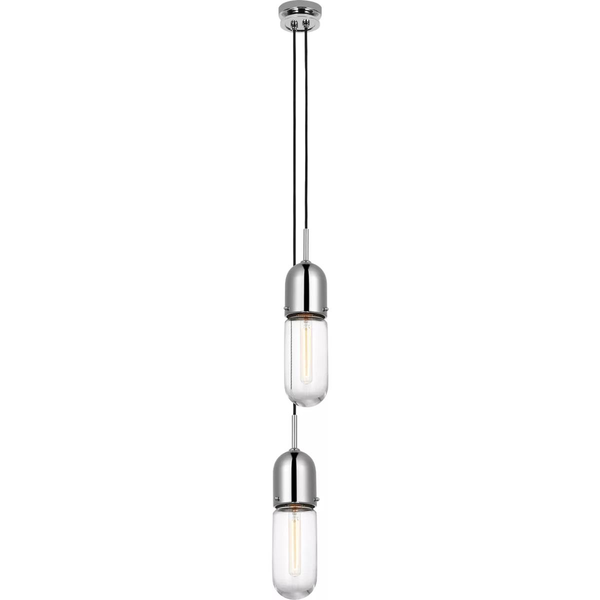 Visual Comfort Signature Collection TOB5646PN-CG-2 Thomas O'Brien Junio LED 5.5 inch Polished Nickel Pendant Ceiling Light in Clear Glass
