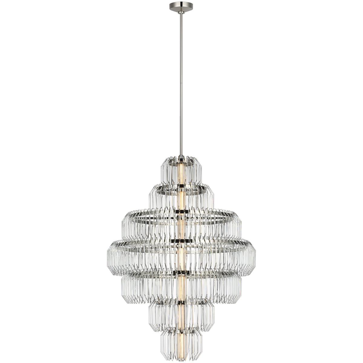 Visual Comfort Signature Collection WF5021PN-CC Waterford Killarney LED 32 inch Polished Nickel Layered Chandelier Ceiling Light