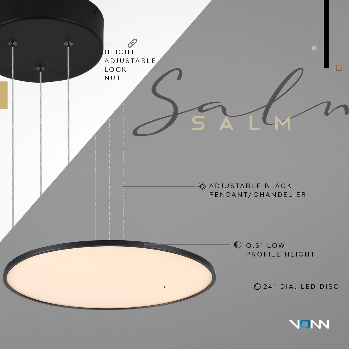 VONN VMC31840BL Salm 24 inch Black Pendant/Chandelier Ceiling Light