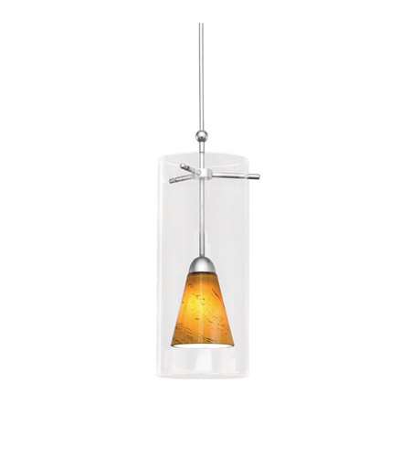 WAC Lighting MP-711-AM/CH Quick Connect 1 Light 3 inch Chrome Monopoint Pendant Ceiling Light in Amber (Contemporary)