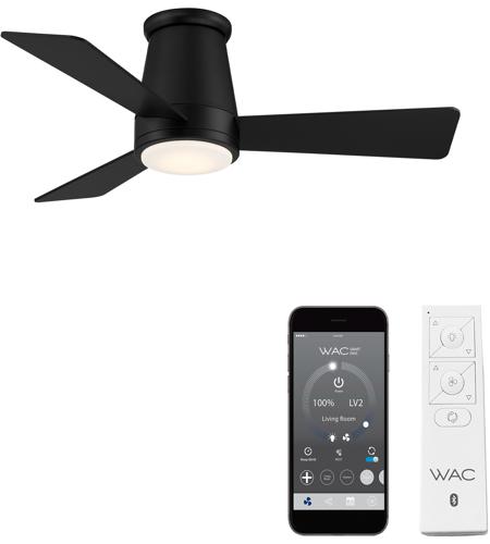 Wac Lighting F 036l Mb Hug 44 Inch, 36 Inch Outdoor Ceiling Fan With Light Flush Mount