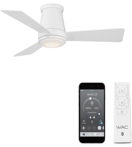 Wac Lighting F 036l Mw Hug 44 Inch, White Flush Mount Ceiling Fan With Led Light